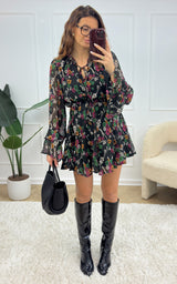 Robe fleurie PIPER - noir