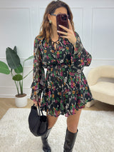 Robe fleurie PIPER - noir