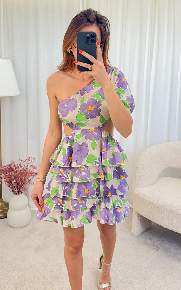 Robe fleurie asymétrique LILAC