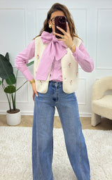 Gilet sans manches fleuri MAEVE - blanc