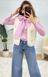 Gilet sans manches fleuri MAEVE - blanc
