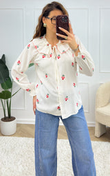 Blouse fleurie VAILA - blanc