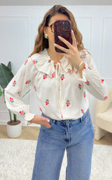 Blouse fleurie VAILA - blanc