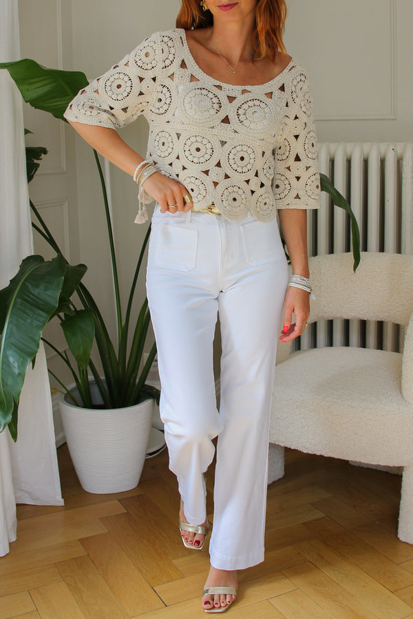Top crochet beige "Lyana"