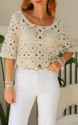 Top crochet beige "Lyana"