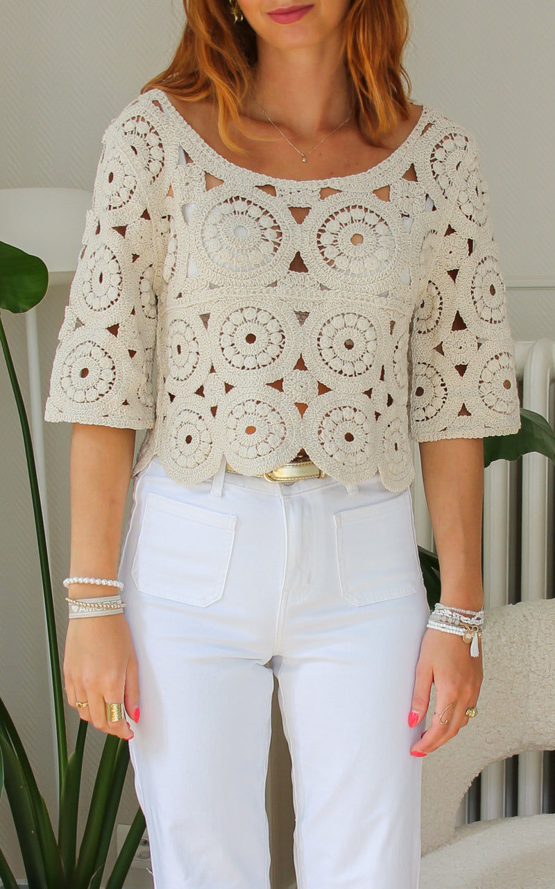 Top crochet beige "Lyana"