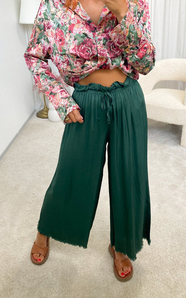 Pantalon fluide vert sapin "Sylvio"