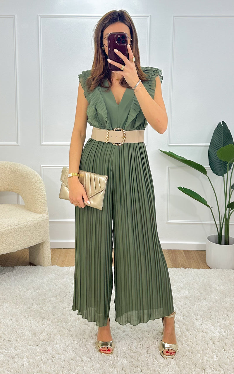 Combinaison plissée ANNE-FLORE - kaki 🇮🇹