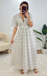 Robe longue CORA - blanc et bleu