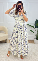 Robe longue CORA - blanc et bleu