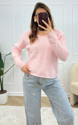 Pull dos nu dentelle VIDA - rose