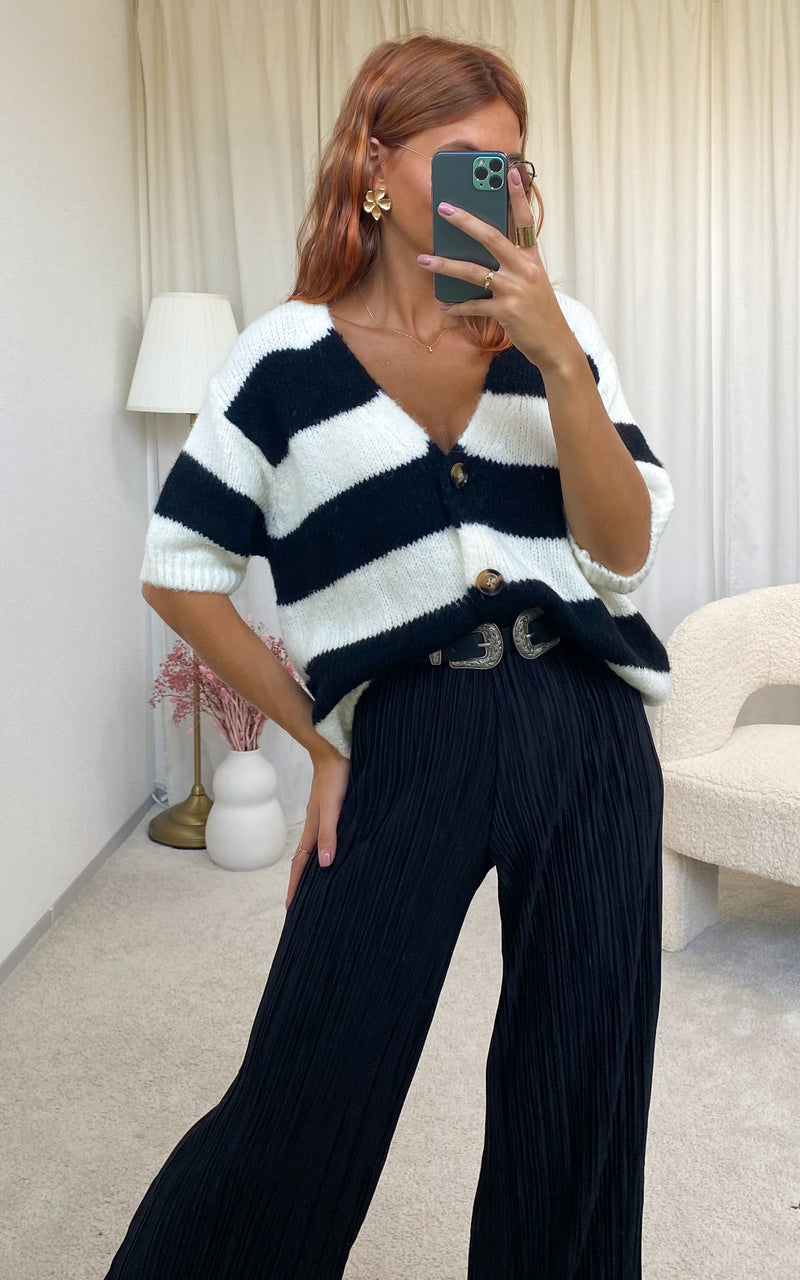 Gilet rayé noir et blanc "Laora"