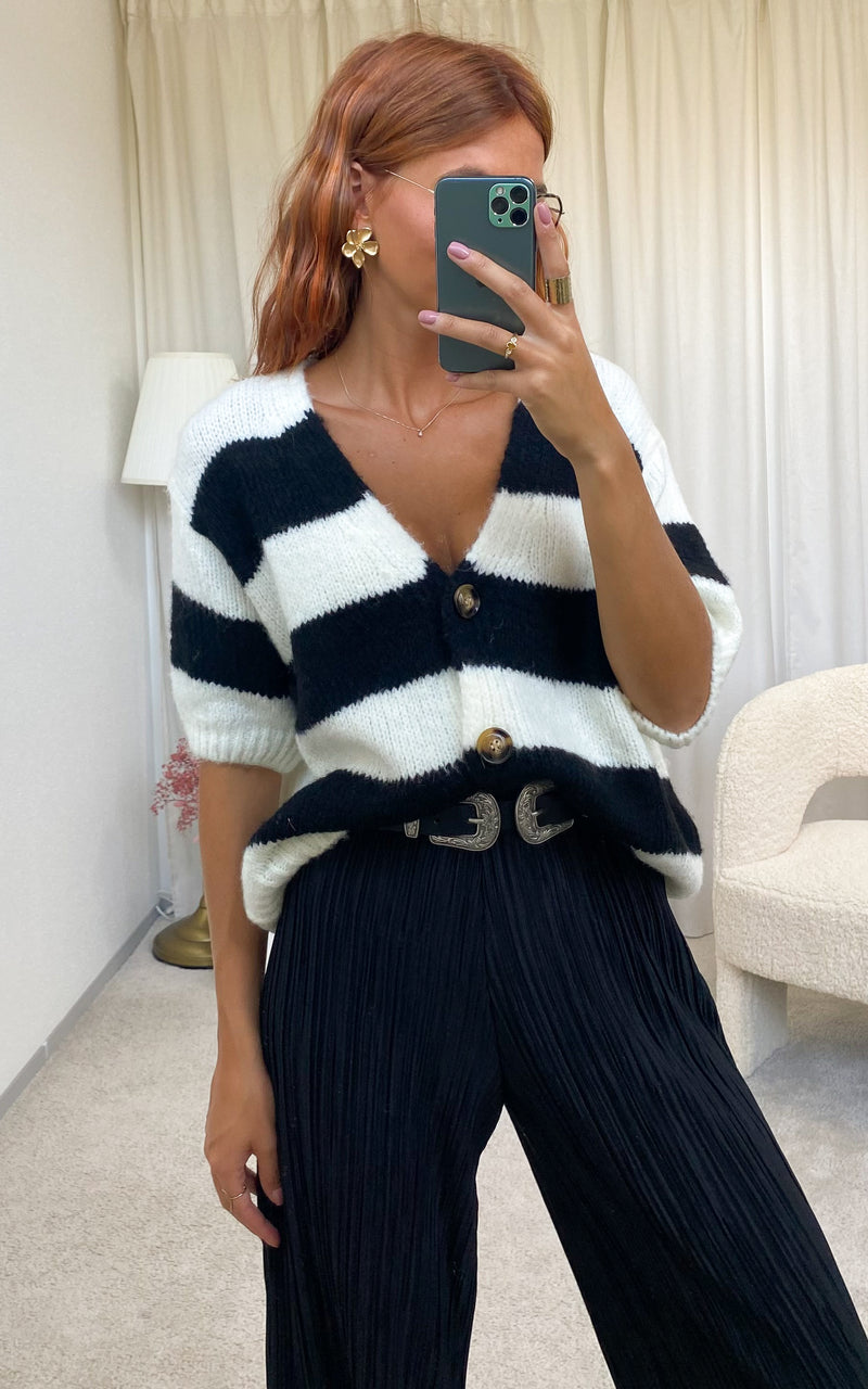 Gilet rayé noir et blanc "Laora"