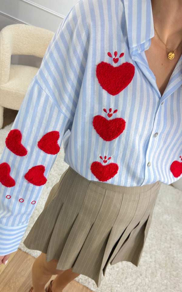 Chemise rayée WILLIO -  bleu et rouge