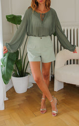 Blouse plissée kaki "Portofino"