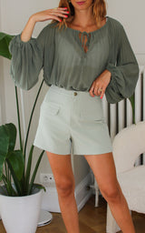 Blouse plissée kaki "Portofino"