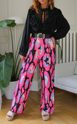 Pantalon à motif rose et noir "Adam"