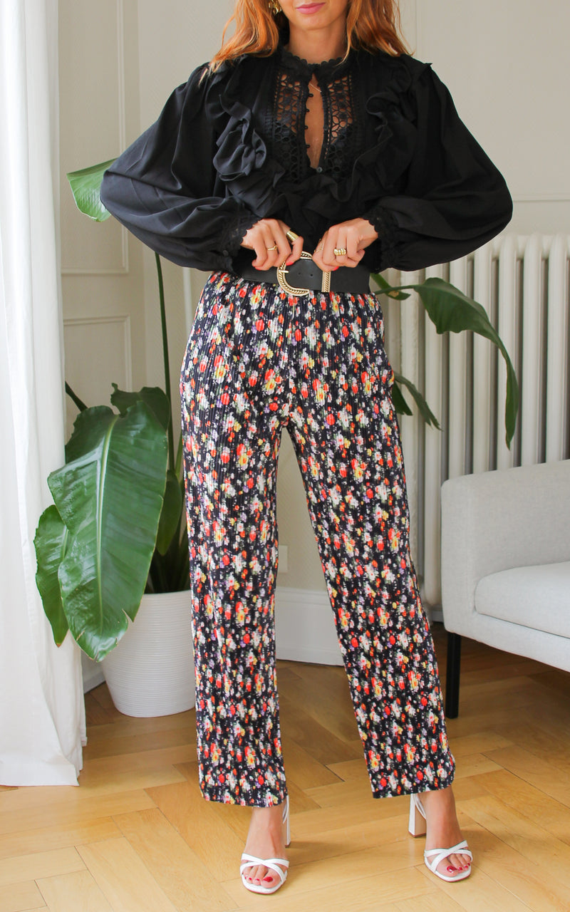 Pantalon plissé fleuri "Maé"