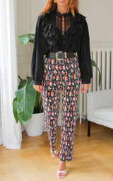 Pantalon plissé fleuri "Maé"