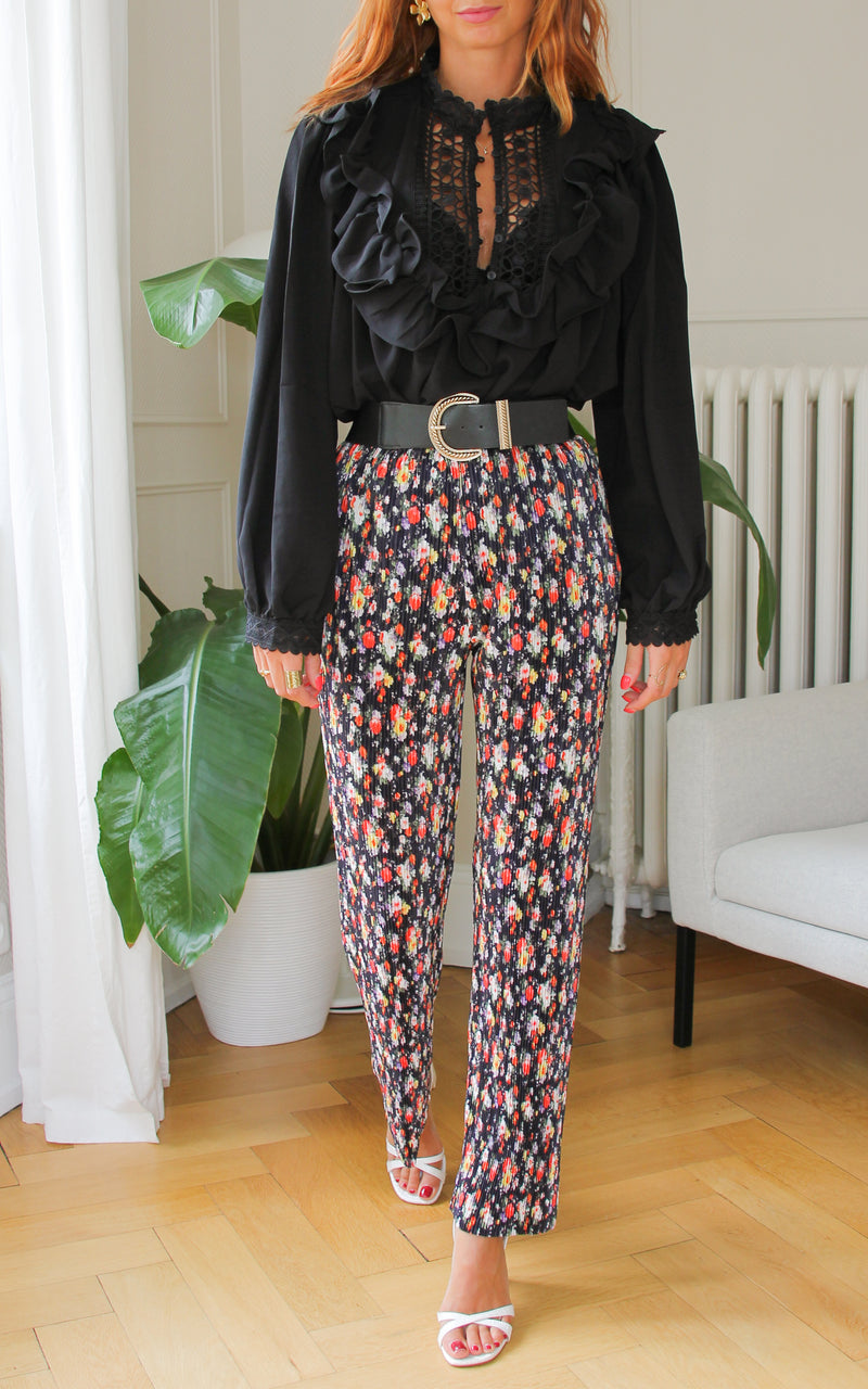 Pantalon plissé fleuri "Maé"