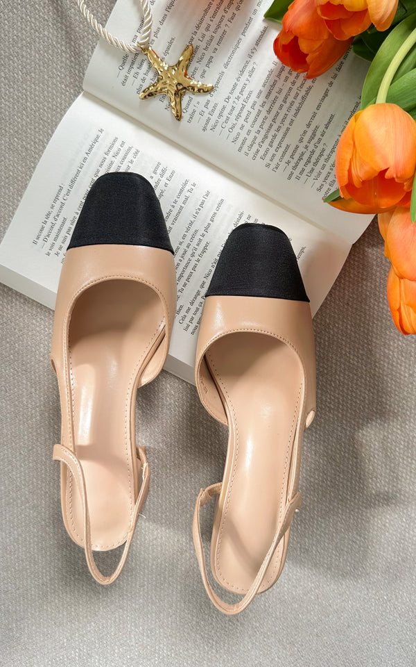 Slingback ELIZABETH - beige et noir