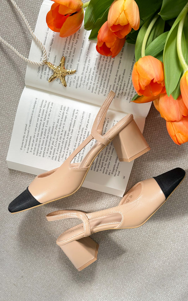 Slingback ELIZABETH - beige et noir