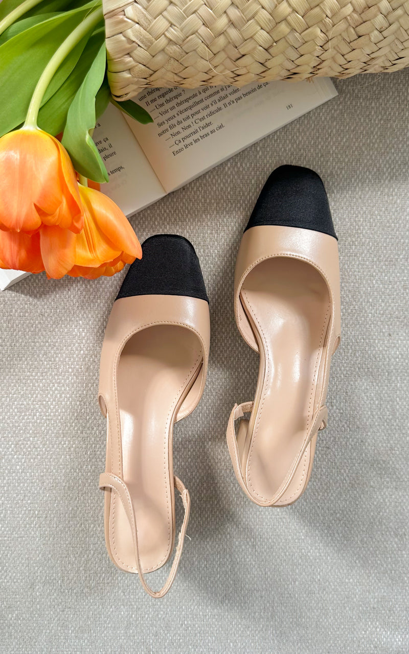 Slingback ELIZABETH - beige et noir