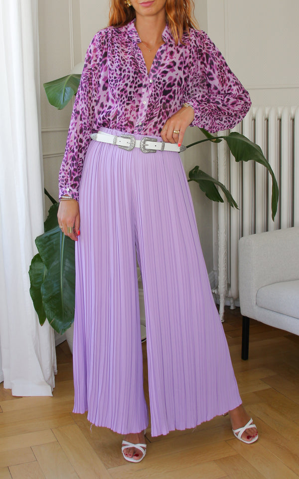 Chemise léopard violet "Alya"