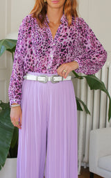 Chemise léopard violet "Alya"