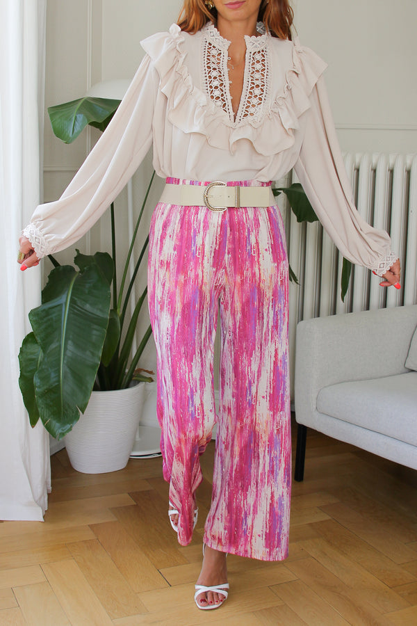 Pantalon fluide mauve "Cassis"