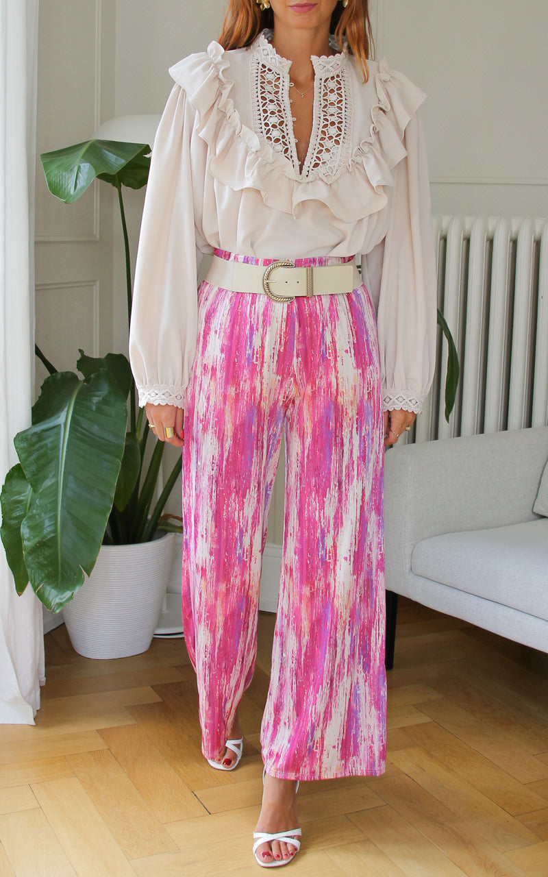 Pantalon fluide mauve "Cassis"