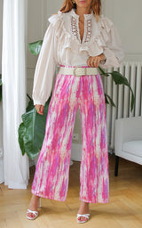 Pantalon fluide mauve "Cassis"