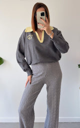 Pull polo ALIENOR - gris et jaune