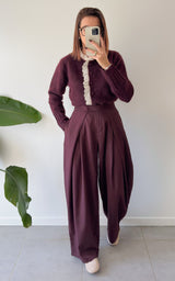 Pantalon rayé DOMITILLE - bordeaux