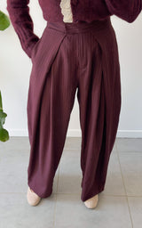 Pantalon rayé DOMITILLE - bordeaux