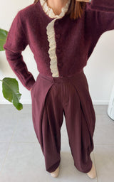 Pantalon rayé DOMITILLE - bordeaux