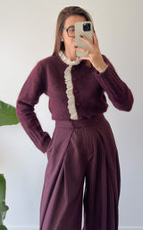 Gilet à dentelle ARMANCE - bordeaux