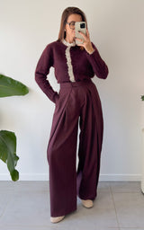 Pantalon rayé DOMITILLE - bordeaux