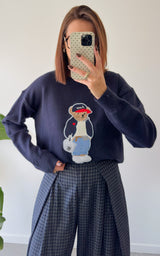 Pull ourson AVRIL - bleu marine