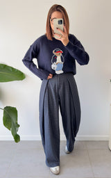 Pantalon carreaux CLELIA - bleu marine