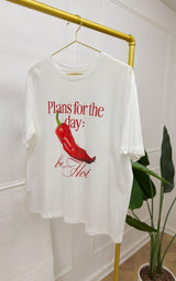 T-shirt piment DAWN - blanc et rouge