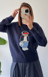Pull ourson AVRIL - bleu marine
