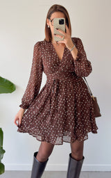 Robe à pois QUITTERIE - chocolat