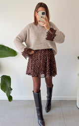 Pull dentelle AVELINE - taupe