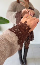 Pull dentelle AVELINE - taupe