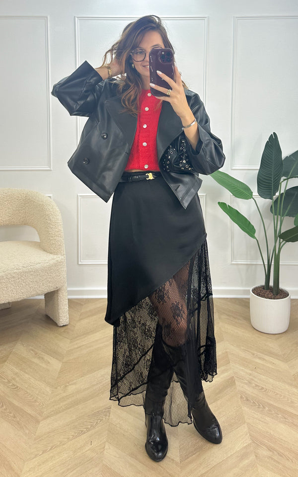 Jupe dentelle SOLEANE - noir