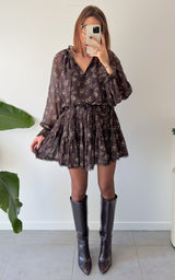Robe fleurie AUGUSTIVINE - chocolat
