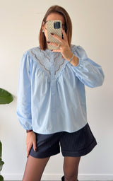 Chemise dentelle NAELLE - bleu