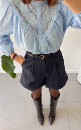 Chemise dentelle NAELLE - bleu