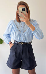 Chemise dentelle NAELLE - bleu